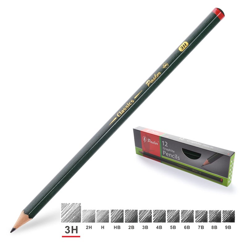 Pasler Professional Graphic Sketching Drawing Pencils 12 Count (3H) - Image 1